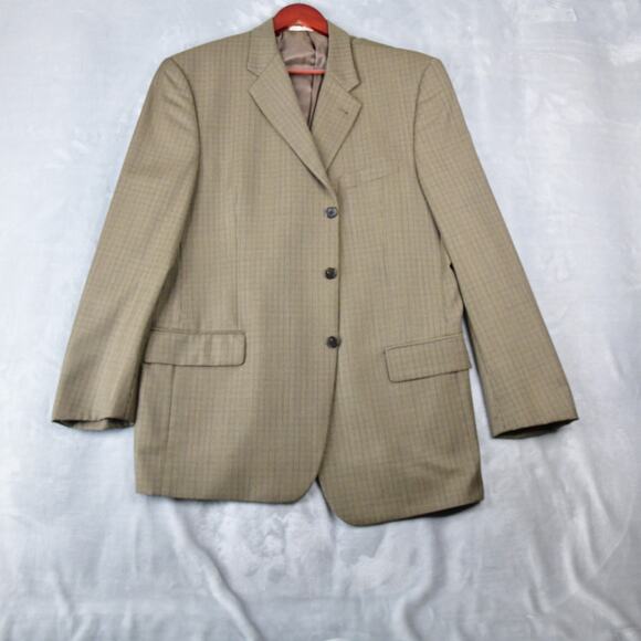 Joseph Abboud Blazer Men's 44L Brown Houndstooth 100% Wool Sport Coat Jacket - Picture 4 of 11